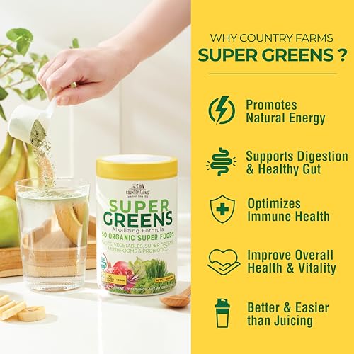 Country Farms Super Greens Natural Flavor, 50 Organic Super Foods
