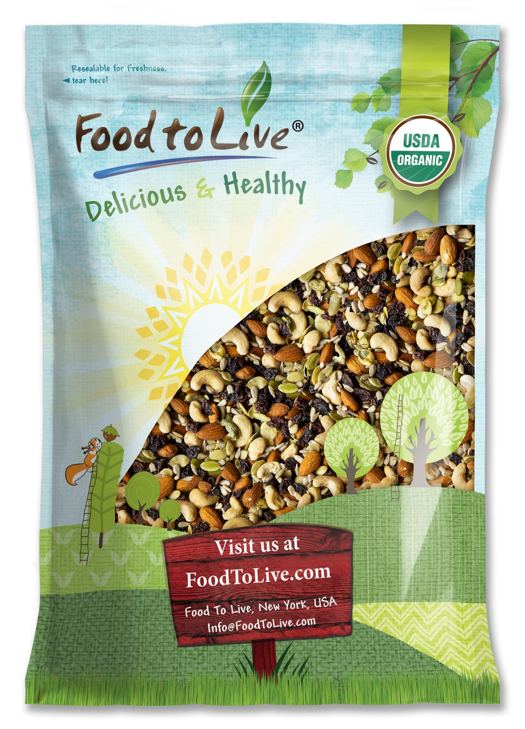 Organic Raw Seeds, Nuts and Raisins Mix